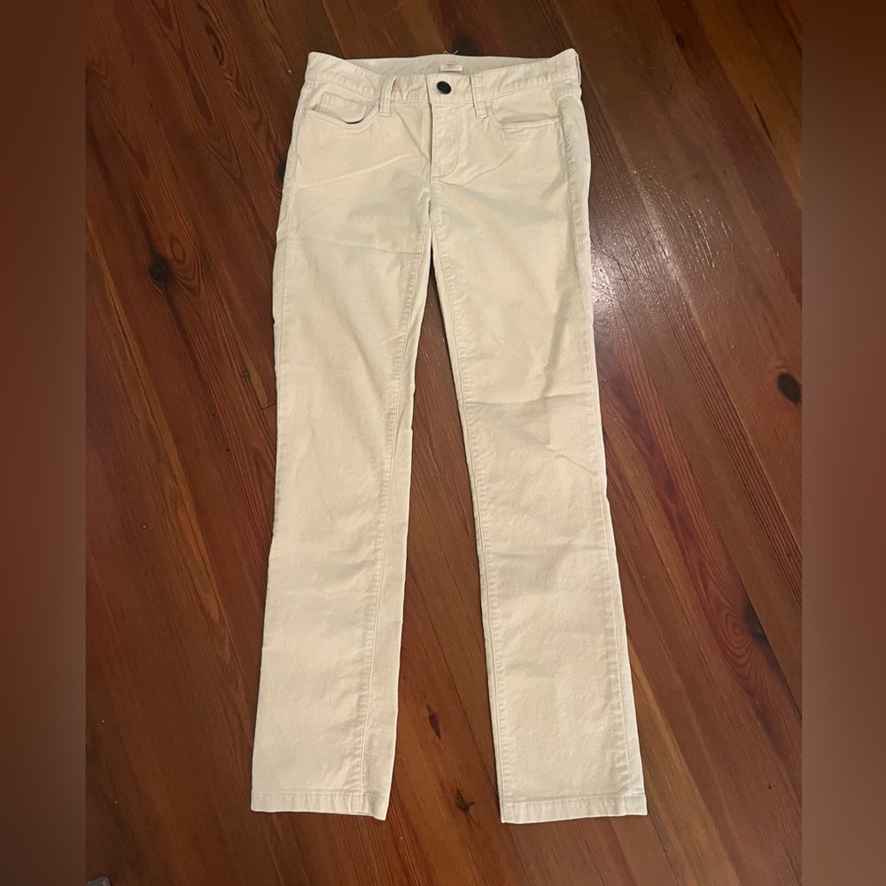 J. Crew Factory Women's Cream Straight Leg/Matchstick Corduroy Jeans